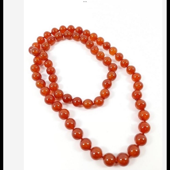 CARNELIAN BEADED NECKLACE Knotted & Well-Matched Premium Beads 27” Long … - Picture 7 of 7